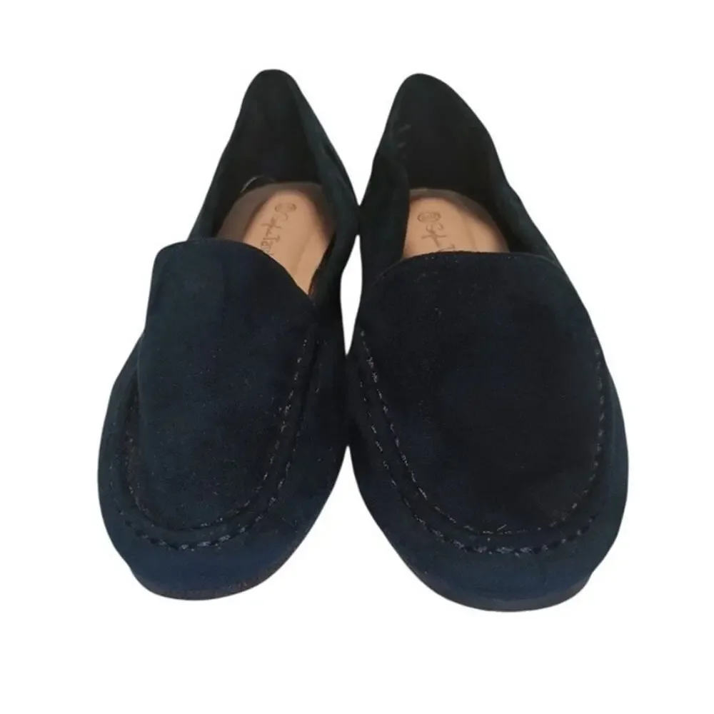 Sophia Taylor, Navy Blue microsuede slip on flats loafers, women’s 8.5m New
